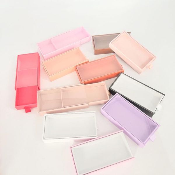 

false eyelashes print logo colorful square drawer case empty box mink eyelash packaging glitter paper magnetic makeup
