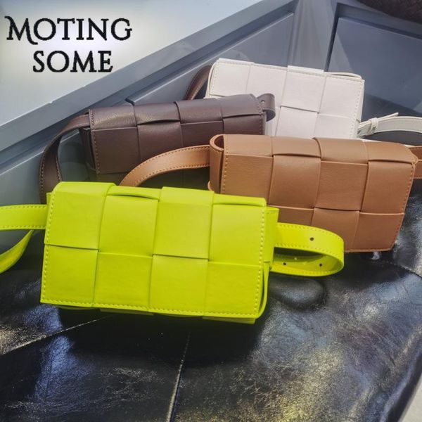

100% genuine leather waist packs knitting fanny for women fashionable cow shoulder luxury designer mini pouch 2021 bags