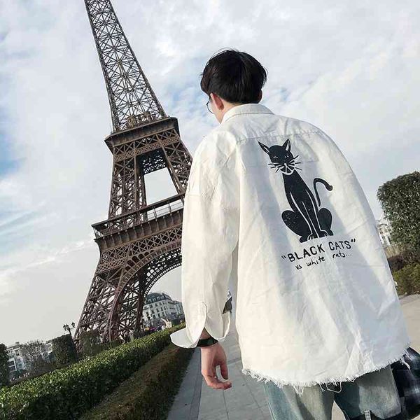 

men's casual shirts new men printing long sleeves classic style coats patchwork clothes shirt slim fit french cuff brand fashion, White;black