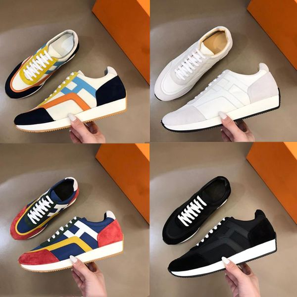 

2021 stitching for quality casual sport senior men leather panel shoes handmade color designer sports shoess new fashion high sxwdc, Black