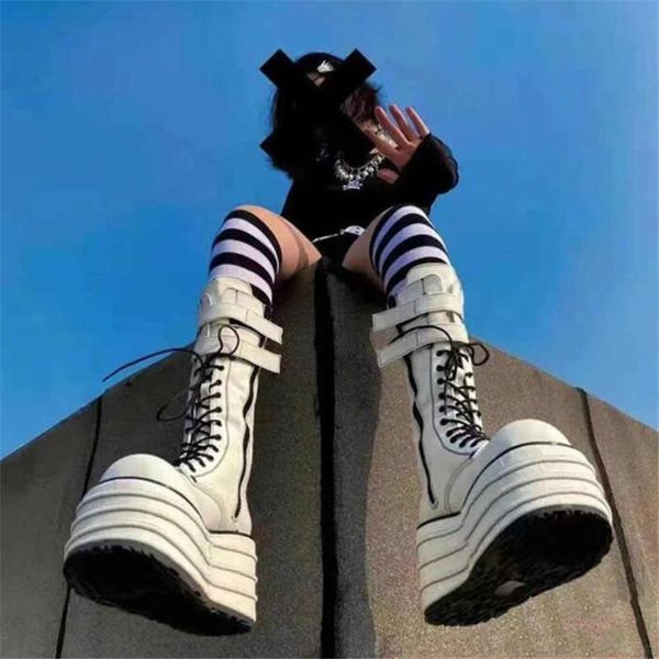 

boots brand design high women motorcycle wedge heel girls 2021 winter and autumn cool street super, Black