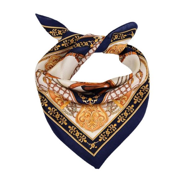 

scarves 53*53cm silk scarf horse printed professional decoration headband wrap female party hair band fashion, Blue;gray