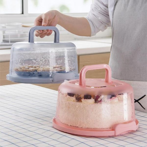 

portable cake storage box round birthday wedding kitchen baking container holder cupcake dessert fruit carrier bottles & jars