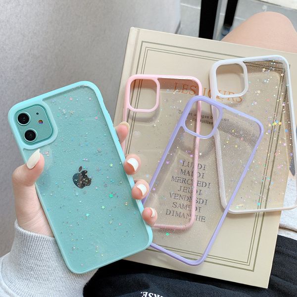 

candy color clear phone cases transparent protect cover shockproof case for iphone 11 12 13 mini pro max x xs xr 7 8 plus accessories