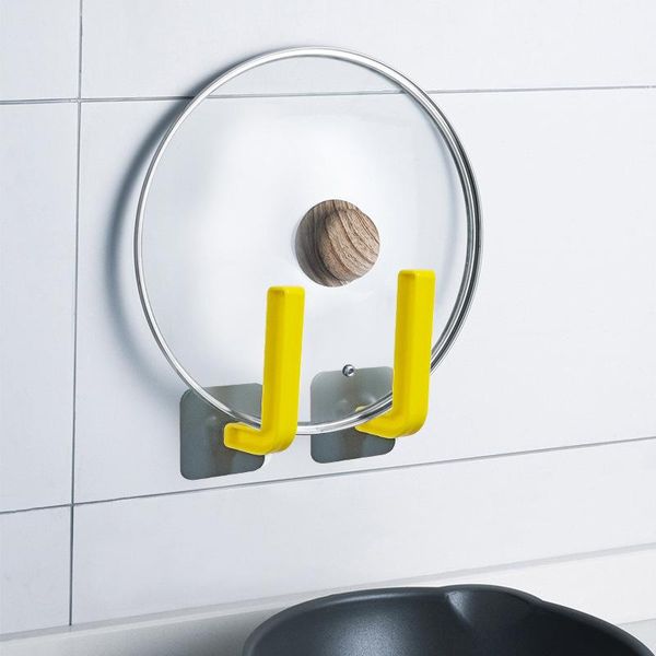 

creative kitchen storage hook door handle perforated cutting board pot cover hanger wall-mounted seamless rack hooks & rails