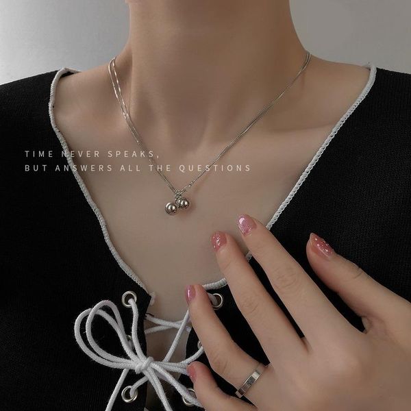 

chains beads necklace women retro necklaces woman simple girl party jewelry multilayer silver color trendy metal collier