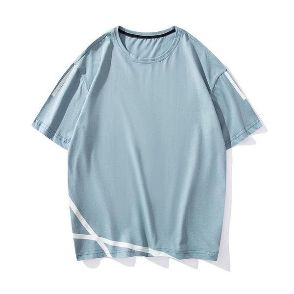 

men's t-shirts clothing 2021 summer ins trend striped geometric pattern printing round neck loose short sleeves t shirt, White;black