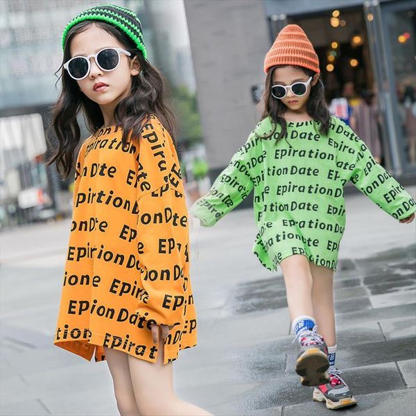 

long sleeve loose girl letter print t shirt fashion pullover teens kids 4 6 8 10 12 14y clothes, Blue