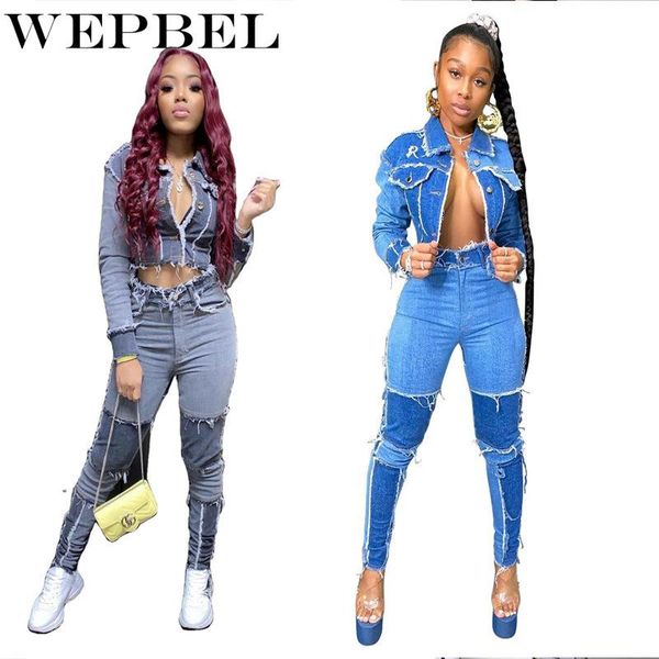 

mandylandy women's jeans high waist spliced skinny denim pant lady elegant fashion slim pencil jean female patchwork long trouser, Blue
