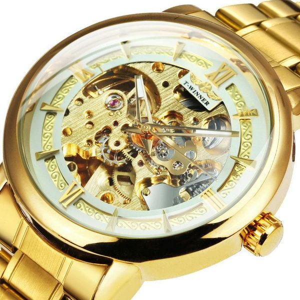 Часы winner Skeleton Gold