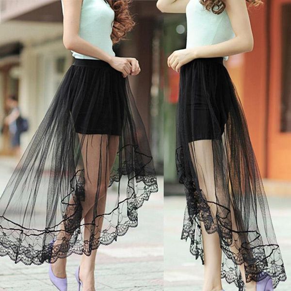 

skirts ummer ladies lace mesh skirt pencil bandage shorts high waist bodycon wrap elegant short mini plain, Black