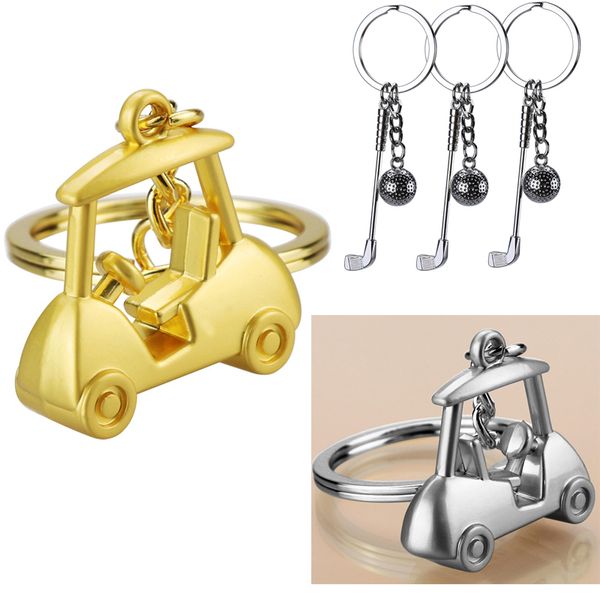 3D Golf Cart Ball Keychains Top Grad Metal Keychain Car Key Chain Key Ring Sporting Waren Sportgeschenk für den Souvenir -Schlüsselring