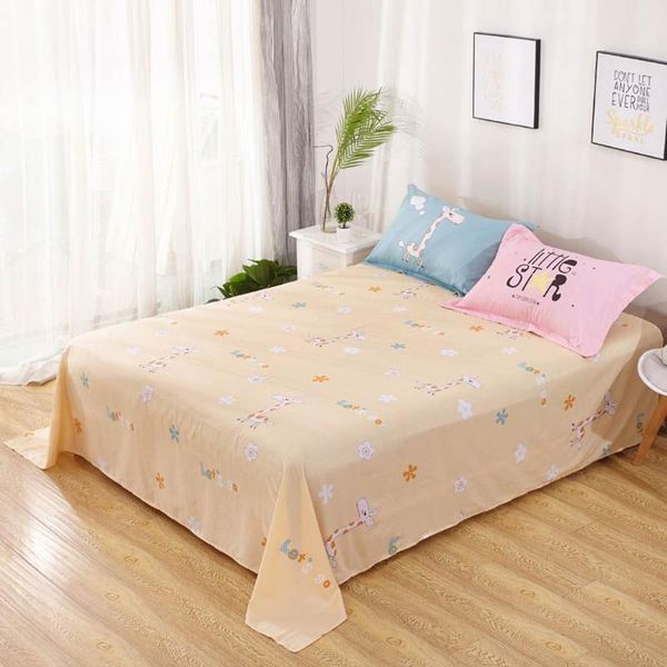 

sheets & sets cartoon giraffe beige flat sheet(without elastic band) bed mattress protective cover soft cotton bedlinens sheet