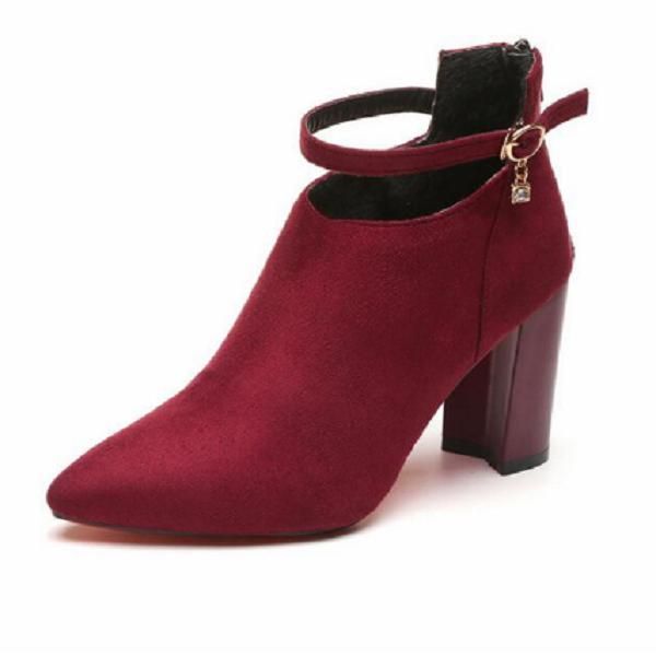 

boots 2021 fashion zipper high heel shoes buckle autumn winter women ankle, Black