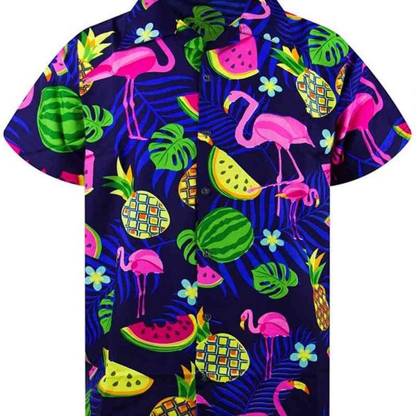 

men's lapel print tropical style short sleeve shirt for men, White;black