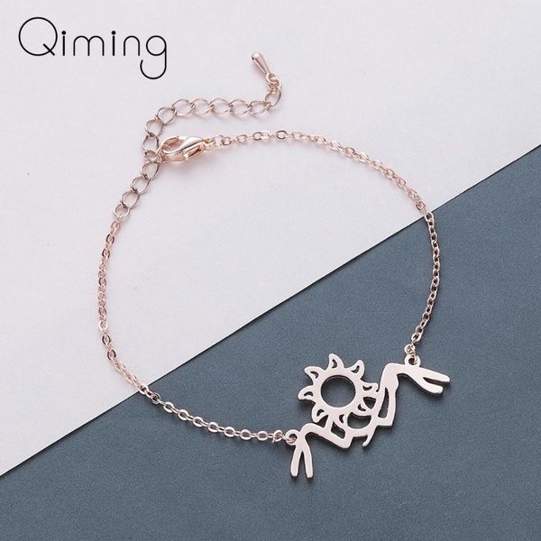 

link, chain stainless steel jewelry sunrise sunset landscape mountain bracelet women charm solar system sun moon bangles birthday gift, Black