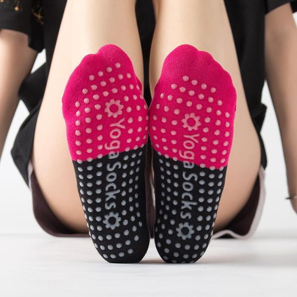 

sports socks women full finger bandage yoga anti-slip quick-dry damping pilates ballet good grip cotton, Black