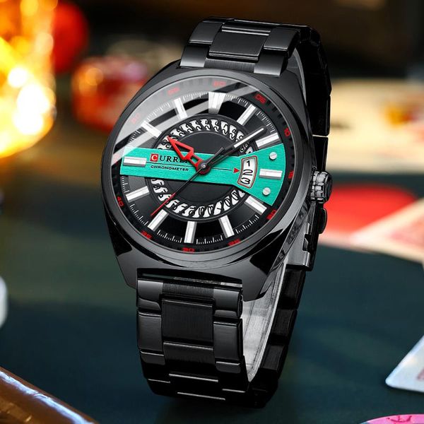 

wristwatches curren fashion mens business black watches luxury stainless steel quartz men wristwatch casual auto date waterproof male watch, Slivery;brown