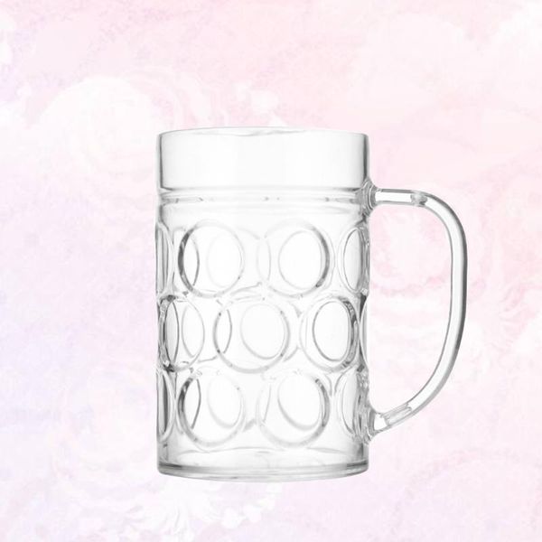

mugs transparent beer mug cup acrylic drinking household water with handle for home bar (transparent 500ml)