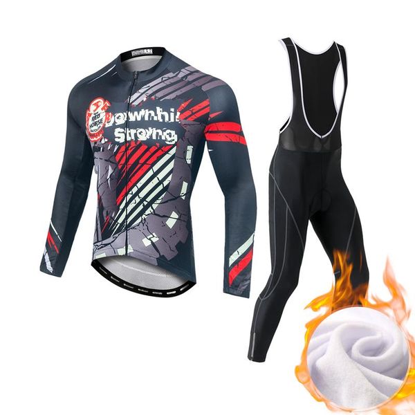 

racing sets yocene reflective bicycle coat cycing jersey winter sportswear bike pant thermal fleece cycling clothing, Black;blue
