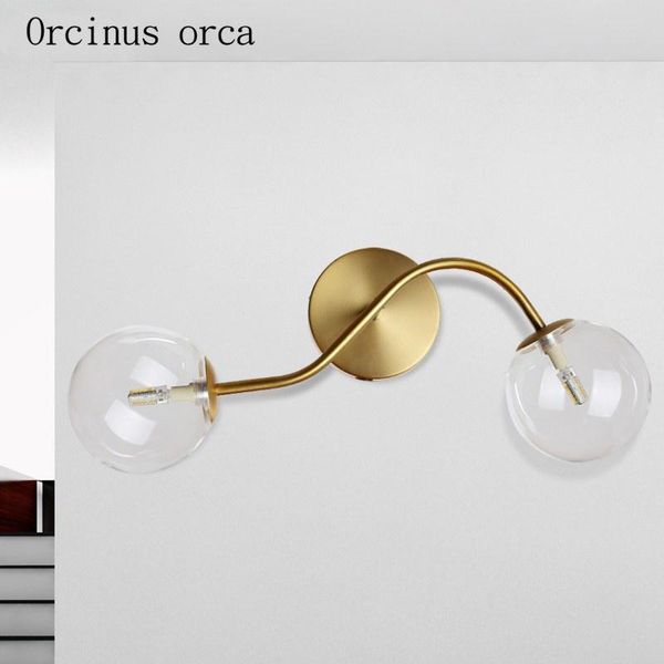 

wall lamp nordic post-modern magic bean glass ball bedroom bedside personalized creative double head