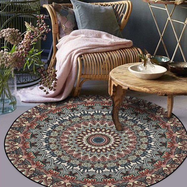 

carpets bohemian retro mandala ethnic style living room bedroom hanging basket chair non-slip round mat carpet