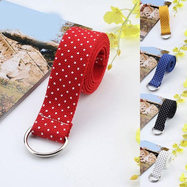 

belts canvas polka dot print ring buckle women men jeans waist pants accessories wide waistbands belt, Black;brown