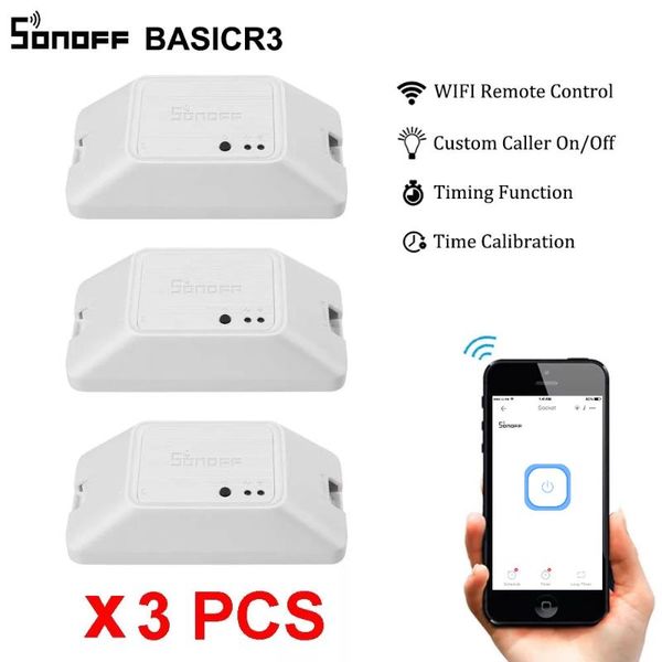 

smart home control 3pcs sonoff basicr3 wifi switch diy module 10a wireless remote timer light for automation