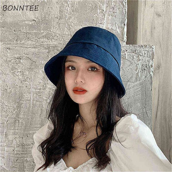 

bucket hats women neutral leisure outdoor beach trendy aesthetic bf fisherman students caps female sun-proof campaniform g220311, Blue;gray