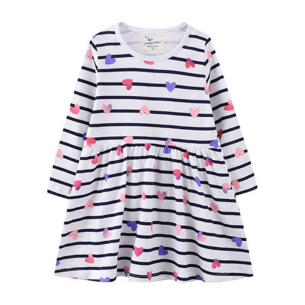 

jumping meters autumn all kinds of heart pattern long sleeve girls clothes round neck children cute casual white dresses 2-7year g1215, Red;yellow