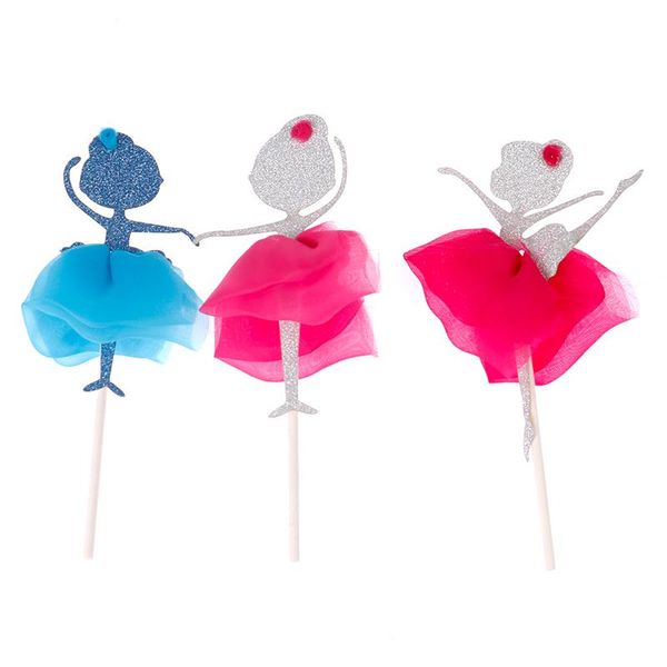 Andere festliche Partei liefert 2 stücke Kreative Glitter Tanzen Mädchen Ballerina Cupcake Topper für Hochzeitsdusche Braut Geburtstag Dekorationen C