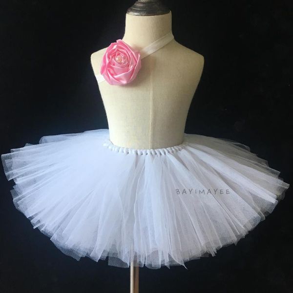 

skirts baby girls white tutu kids fluffy tulle skirt ballet pettiskirts with flower headband birthday party costume tutus, Blue