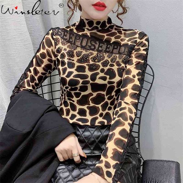 

spring fall korean mesh t-shirt girl fashion diamonds patchwork hollow out embroidery letter women tees t11410a 210421, White