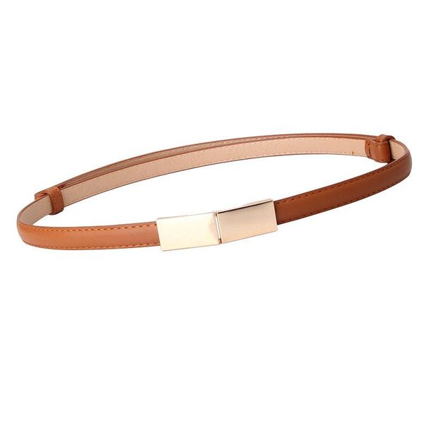 

belts adjustable pu leather ladies dress skinny thin women waist strap gold color buckle female, Black;brown
