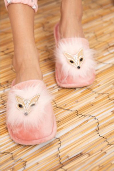 

slippers shaggy female, Black