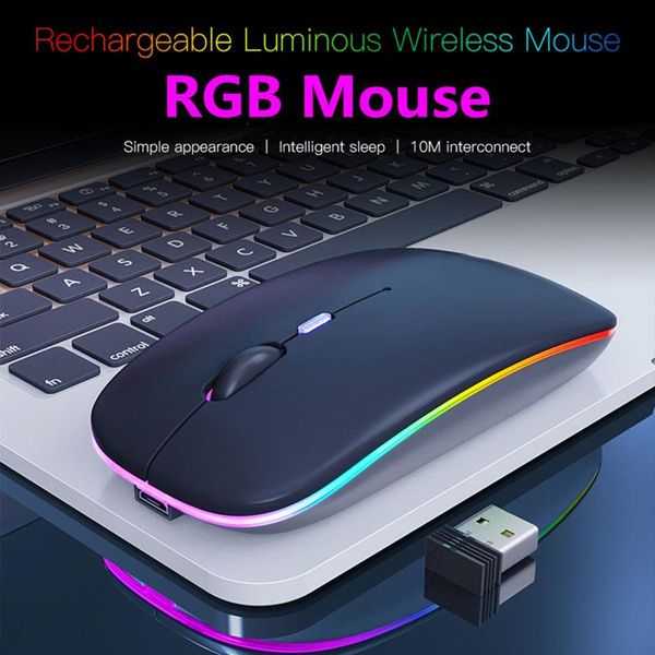 

mice rgb wireless mouse bluetooth rechargeable computer silent mause led backlit ergonomic gaming for lap pc