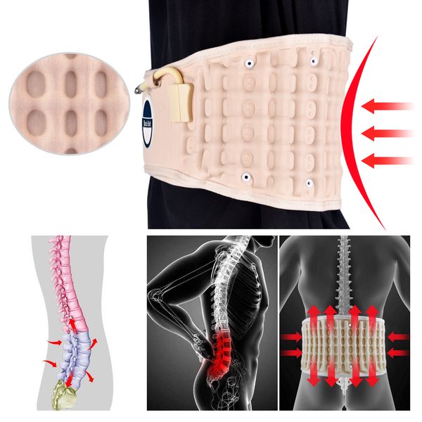 

spine corrector back belt waist lumbar physiotherapy air decompression pain stress relief inflate belt support strap perfections