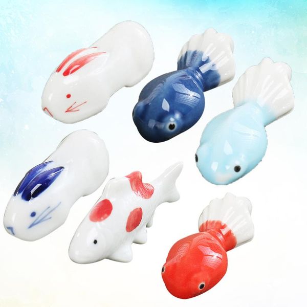 

chopsticks 6pcs ceramic ornaments goldfish style practical household stand