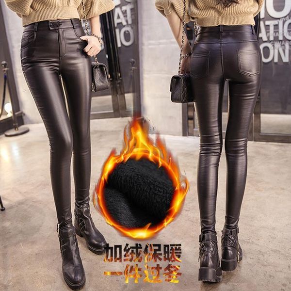 

fv1069 autumn winter fashion casual womens leggings long pants leather, Black