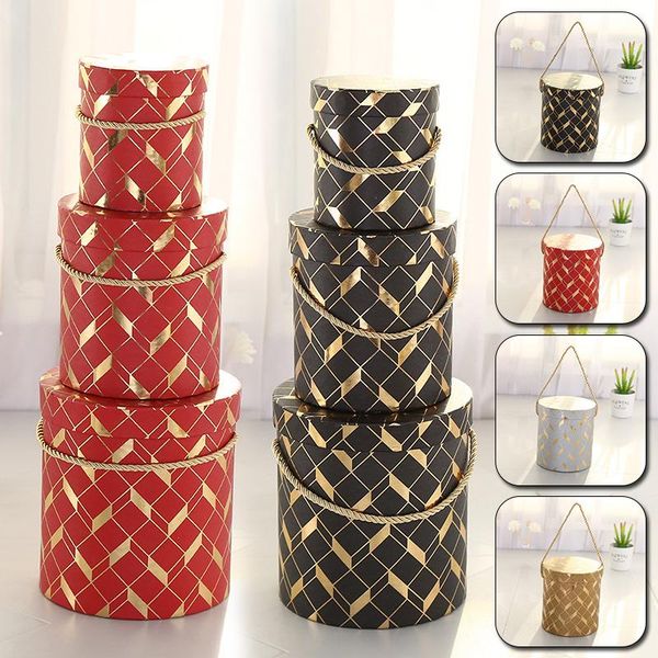 

gift wrapping box with lid valentine's day wedding flower packaging paper round florist hug bucket party candy storage wrap