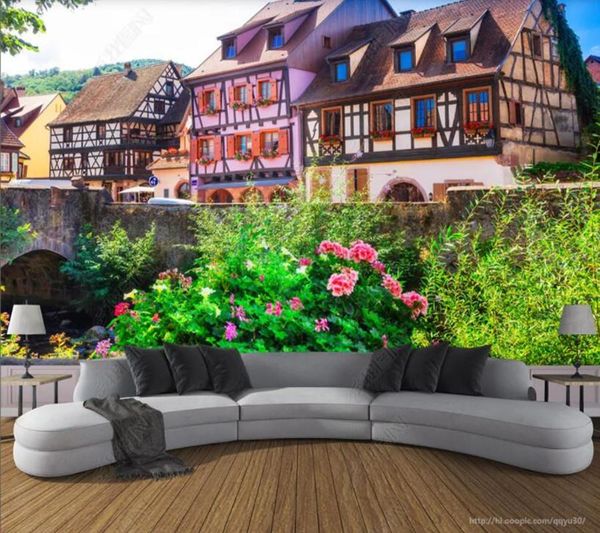 

wallpapers papel de parede european town style background wall 3d wallpaper,bedroom ktv bar mural decor