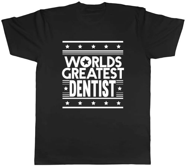 

worlds greatest dentist mens t-shirt tee, White;black