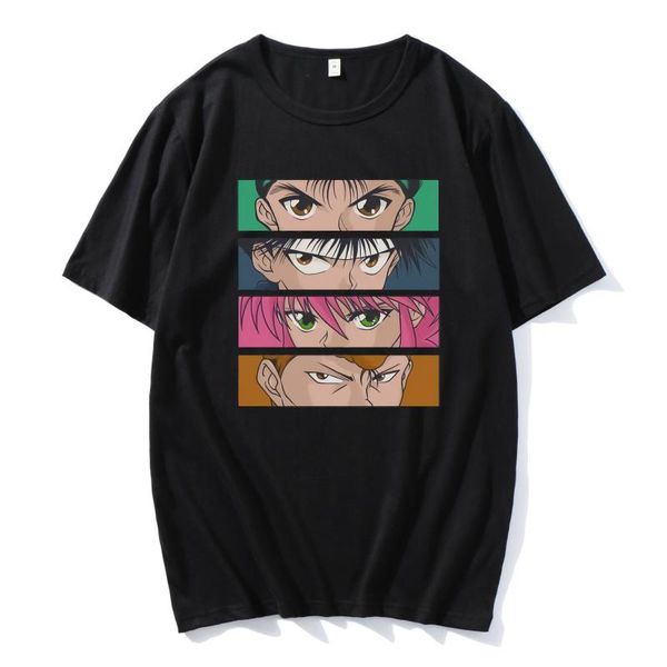 

men's t-shirts 90s japanese anime yu hakusho creativity print t-shirt men women oversized loose casual crewneck short sleeves tshirt, White;black