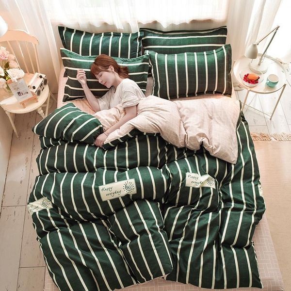 

bedding sets 2021 cartoon peach strawberry set cute home textile bed sheet twin size king dark green