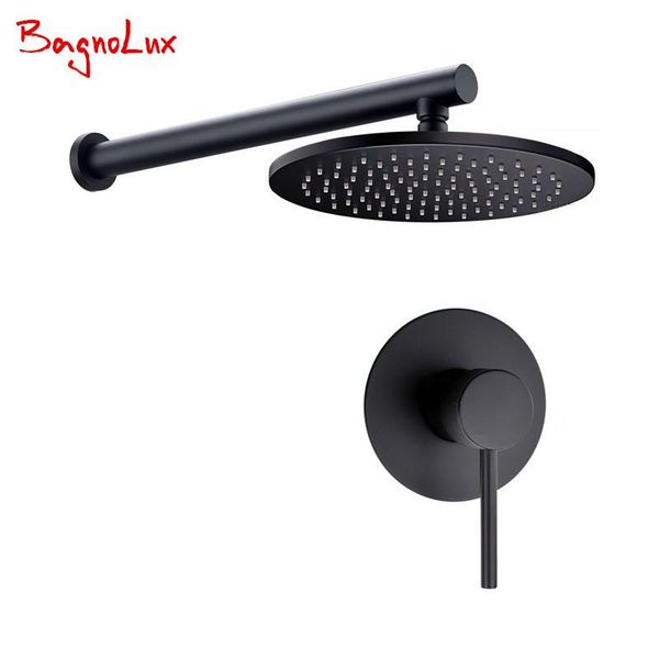 

vidric wholesale promotion premium round style single handle matte black wall bathroom shower sytem set mixer tap with heads sets