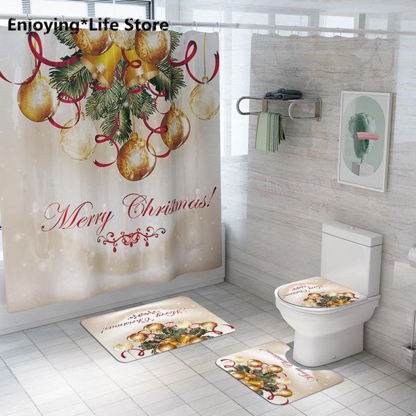 

bath mats christmas shower curtain mat four-piece bathroom set and rugs