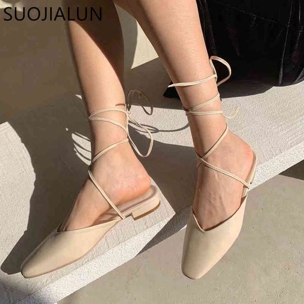 

suojialun 2021 new summer women sandals ankle strap round toe low heel mules shoes ladies casual slides dress sandal shoes mujer k78, Black
