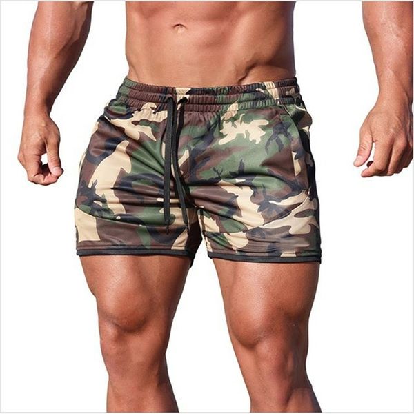 

summer men shorts camouflage fitness men's casual exercise boardshorts breathable jogger male brand elastic waist 210716, White;black