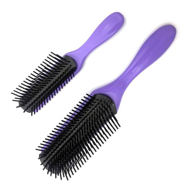 

hair brushes comb 9 rows styling brush straight curly detangling scalp massage hairbrush for women home salon, Silver