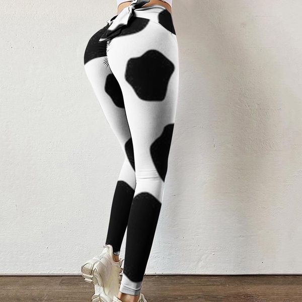

women's leggings bowknot legging women exercise pants milk cow printing fitness leggins fashion slim legins high waist woman, Black